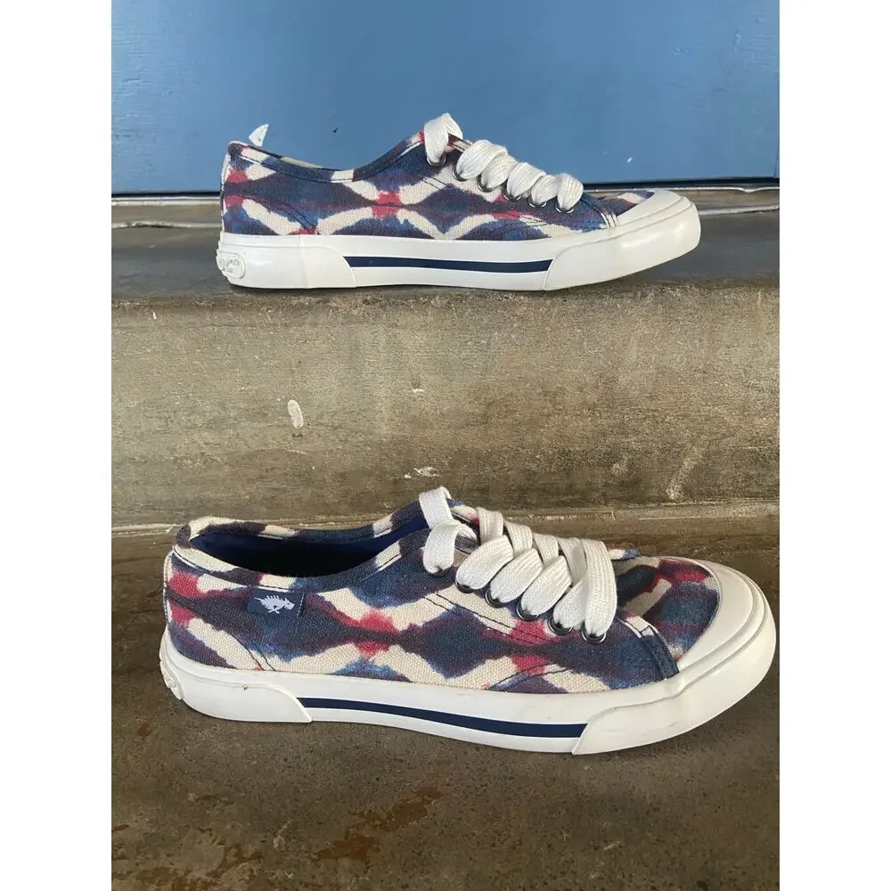 Rocket Dog red/white/blue tie dye canvas sneakers - Picture 2 of 8